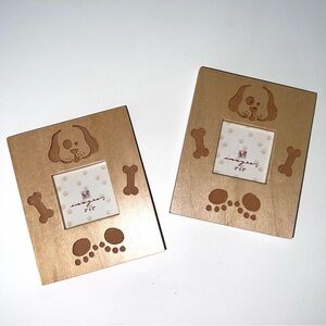 Wooden Dog Paw Print Photo Frame Set of 2 NWT